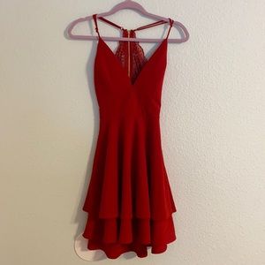 Honey and Rosie Red Open Back Dress